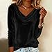 Fall Winter Velvet Tops for Women 2026 Fashion Cowl Neck Shirts Casual Long Sleeve Solid Color Blouses Loose T-Shirts