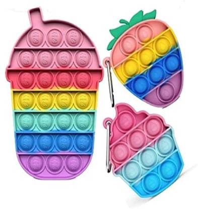 The Voila Company Pop It Fidget Toys | Silicone Stress Reliever Toys for Kids & Adults | Mini Pop Toys-Popping Game | Best Gifts for Kids | Durable & BPA Free | Pack- 3 (Including 2 Pop Rings)