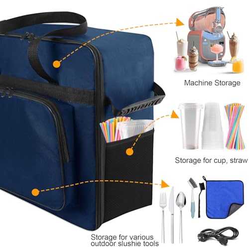 Funda portátil para máquina Ninja Slushi FS605, azul | Bolso de transporte para máquina Slushie Max, acolchado grueso, múltiples bolsillos y asas miniatura 4