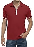 Herren Poloshirts Kurzarm mit 1/4 Reißverschluss V Ausschnitt Polo Shirts Sommer Golf Sport T Shirts