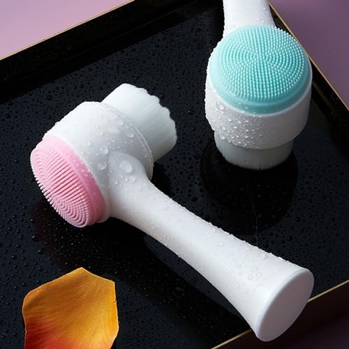 Escova de limpeza facial, Skin Care, 2 em 1, dupla face, massageador facial de silicone, limpeza pro