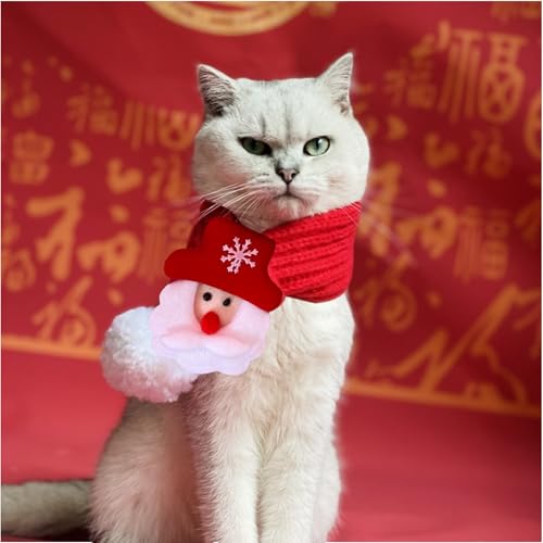 Bufandas de punto para mascotas y gatos con diseño de Papá Noel 7