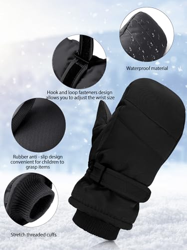Image of Geyoga 4 Pairs Kids Mittens Waterproof Ski Gloves Boys Girl Warm Snow Winter Mittens for Kids Toddler Outdoor Activities