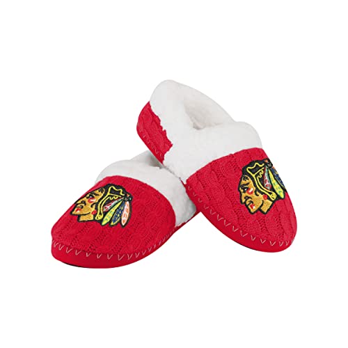 FOCO Chicago Blackhawks NHL Womens Team Color Fur Moccasin - M