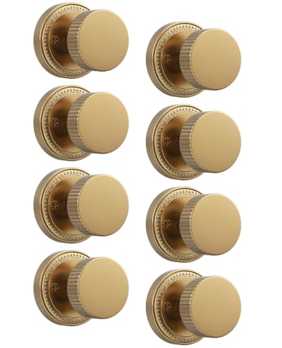 Asidrama 8 Pack Champagne Bronze Passage Door Knobs with Lock, Door Handles with Champagne Bronze Door Knobs Interior for Bedroom or Bathroom, Heavy Duty Door Lever for Left Right Sided Doors