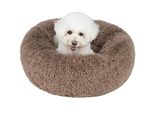Best-Pet-Supplies-Round-Calming-Dog-Bed-for-Small-Medium-Large-Dogs-Plush-Donut-Cuddler-Pet-Bed-wRaised-Rim-for-Head-Neck-Support-Anti-Slip-Bottom-Washable-Bed-Caramel-30-x-30-x-8 Best Pet Supplies Round Calming Dog Bed for Small, Medium & Large Dogs, Plush Donut Cuddler Pet Bed w/Raised Rim for Head, Neck Support, Anti-Slip Bottom Washable Bed - Caramel, 30 x 30 x 8 - Image 1