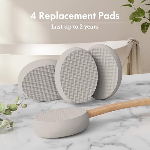 Image of AmazerBath Lotion Applicator for Back, Feet, 4 Replaceable Pads with Long Handle, Back Sunscreen Applicator for Elderly, Women, Apply Cream Medicine Skin Cream Moisturizer Sunscreen Tanner, Gray