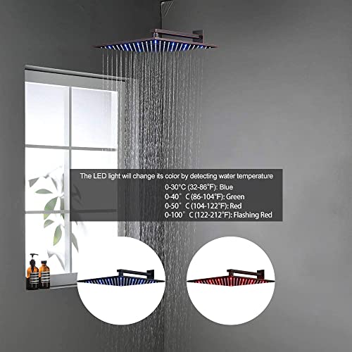 Oil Rubbed Bronze Shower System With 4 Pcs Shower Body Spray Jets Ayivg 12 Inch Led Wall Mounted Rain Shower Head System Digital Display Thermostatic Shower Set Can Use All Options At A Time #TOP2
