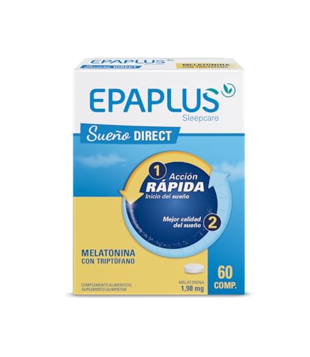 EPAPLUS Sleepcare Melatonina Direct 1,98 mg con Triptófano, Rápida Disolución, 60 Comprimidos