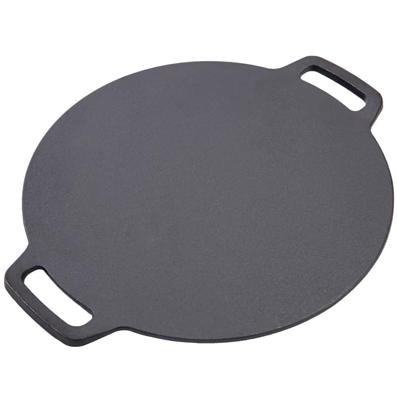 VONOTO Cast Iron Grill Pan, Round Griddle with Double Handle (10' X 10' X 0.1' inch)