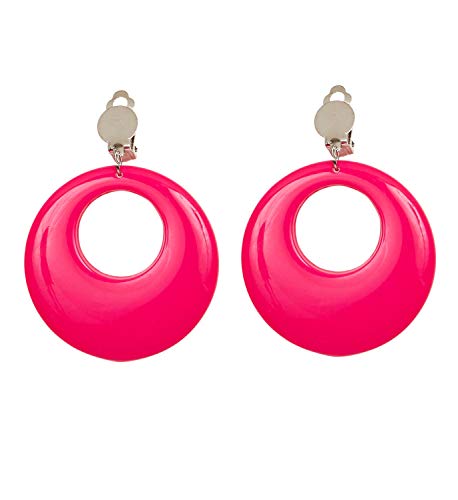 Boucles d'oreilles rose fluo adulte - Taille Unique