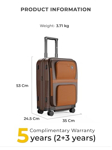 Image of EUME Cabin & Check-in Luggage Combo Set | Aerotop Top Open Cabin Trolley + Classic 75 cm Large Suitcase | Expandable Polycarbonate, TSA Lock, Silent Wheels | Brown