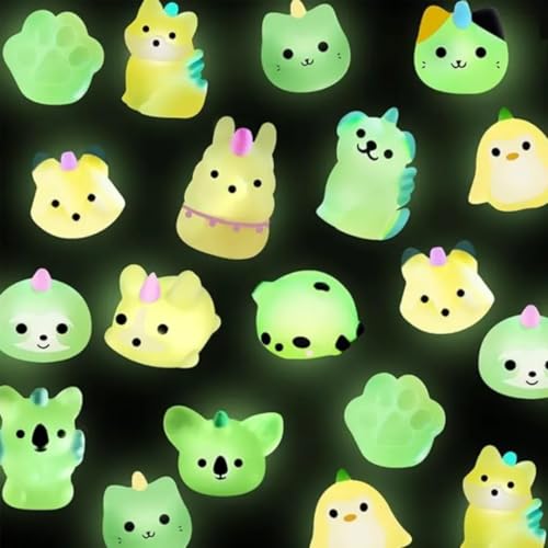 Image of Glow in The Dark Mini Squishy Animal Toys, Kawaii Stress Relief Mochi Squishies,, (20 Pieces)