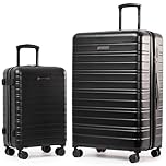 AIR CANADA Voyageur Hardside Luggage Set, 2 Piece Suitcase Set: 28 Inch Large Checked Suitcase and Carry-On Luggage with Spinner Wheels (Black)