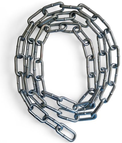Heavy Duty Rust and Corrosion Proof Galvanised Metal Link Chain Stainless Steel for Bike Lock Padlock Security Gate Fence Gym Weight Lifting Extra Strong Long Length Welded (6MM, Chrome, 1.5 Metre)