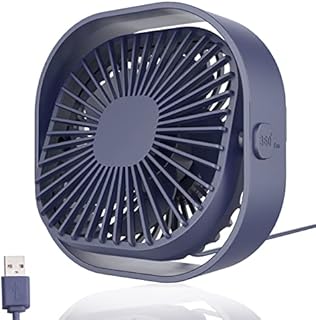 LoiStu USB Desk Fan, 4 Inch Portable Ultra-Quiet Mini Fan, 360° Up and Down, Three-Speed Wind, Suitable for Office, Family (Blue)