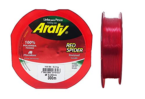 Linha para Pesca Araty Red Spider Invisível Vermelha 0,30mm 300m 14,6lb