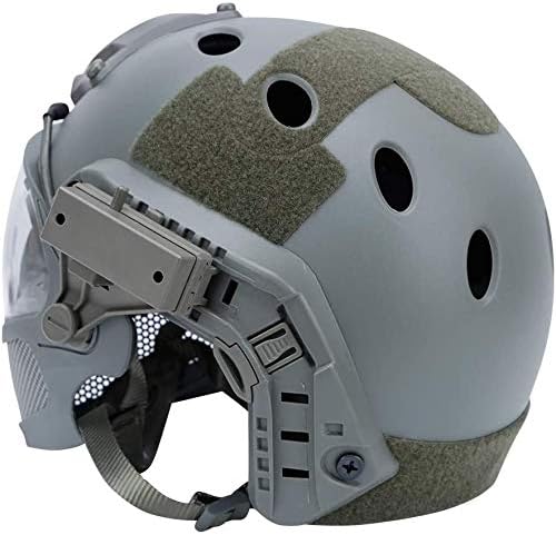 Vista 4 de PJ - Casco táctico rápido, casco protector de piloto, casco de paintball Airsoft con máscara extraíble y gafas