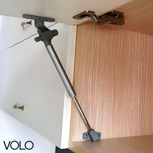 Image of VOLO Gas Spring - 10 Inch Soft Close Hydraulic Lift for Kitchen Cabinets, Overhead Storage & Furniture | Pack of 2, 1-Year Warranty | (50N (5Kg Weight Capacity))