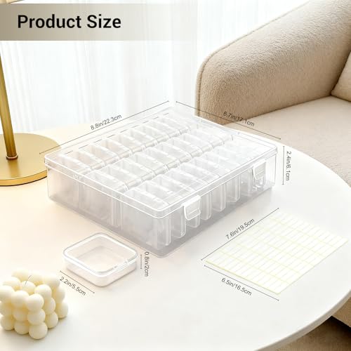 Image of Bead Organizer Box, 30 Pcs Small Beads Storage with 84 Label Stickers, Clear Plastic Small Containers for Jewelry Making, Diamond Painting, DIY Art Crafts, Bracelet Making, Nail Rhinestones, Seeds