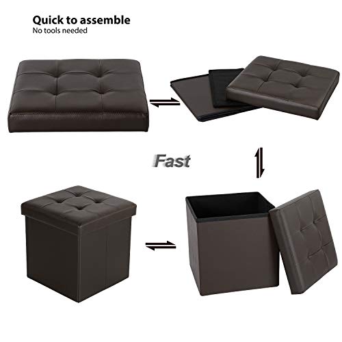 image for B FSOBEIIALEO Storage Ottoman Small Cube Footrest Stool Seat Faux Leat