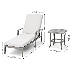 HAPPATIO Aluminum Patio Chaise Lounge Set 3 Pieces, Aluminum Patio Lounge Chair with Side Table, Pool Lounge Chair with Cushions, Outdoor Chaise Lounge Chair for Patio Deck Poolside (Gray) HAPPATIO Aluminum Patio Chaise Lounge Set 3 Pieces Aluminum Patio Lounge Chair with Side Table Pool Lounge Chair with Cushions Outdoor Chaise Lounge Chair for Patio Deck Poolside Gray