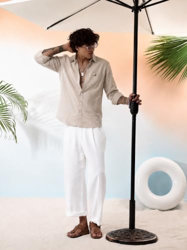 Elevated Men Beige Linen Cotton Shirt L - Image 6