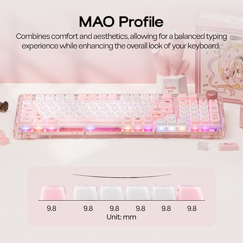 Image of KiiBOOM Cute Cat Keycaps Set, Mao Profile, Cat Shape | PC+ABS Keycap for MX Switch Mechanical Keyboard, Compatible with 60%, 65%, 75%, TKL, 96%, Full-Sized Layout (Mewsic)