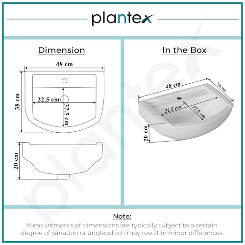 Image of Plantex Ceramic Wall Hung Wash Basin /Washbasin for Bathroom with 10 Years Glaze Warranty by Plantex /Wall Mounted Samll Basin /Bathroom Sink (White - 17 x9 x5 Inch)