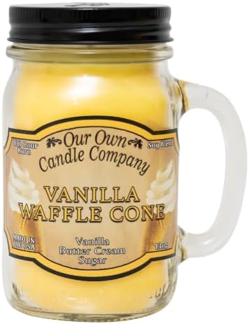 Vanilla Waffle Cone Scented Mason Jar Candle, Our Own Candle Company, 13 oz