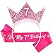 Vovii Birthday Girl Headband with Pearl & Sash Set for 7th Birthday Decorations for Girls, Princess Crown Headband for 7 Year Old Girl Dress Up, Photo Prop & Party Decorations Gifts