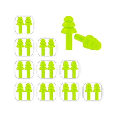 10 Pairs Noise Cancelling Ear Plugs, Premium Soft Silicone, Reusable, Waterproof, Hypoallergenic, Noise Reduction Earplugs for Swimming, Airplanes, Concerts, Shooting, Travelling, Sleeping & Snoring Cover