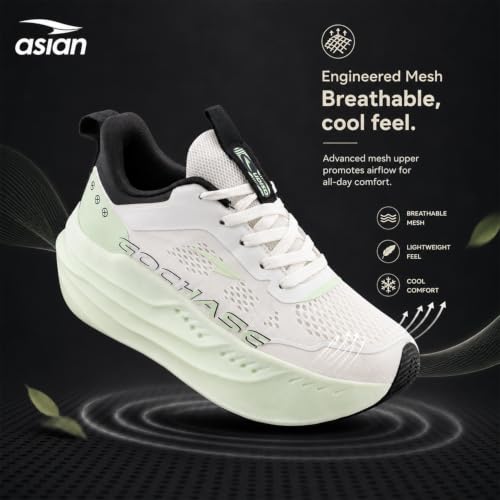 Image of ASIAN Aerofoam-01 Men's Running Shoes with Breathable Mesh Upper | Energy Return Sole, Lace-Up Fit & Lightweight Comfort