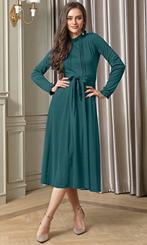 Image of KOH KOH Womens Long Sleeve Semi Formal Work Elegant Pockets Mini Midi Dress