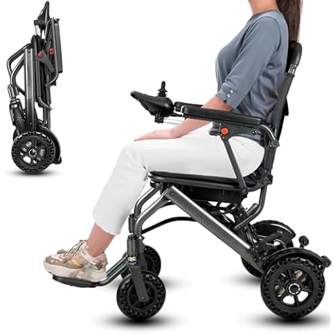 [2025 Model] Power Wheelchair Lightweight Foldable, The World's Lightest Electric Wheelchair Weighs Just 30 LB for Adults, Seniors, Travel Motorized Wheelchair Cover
