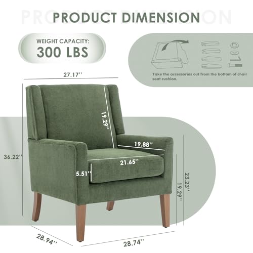 image for COLAMY Modern Wingback Living Room Chair, Upholstered Fabric Accent Ar