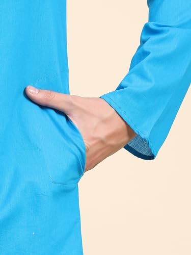 Image of SKAVIJ Men's Cotton Embroidered Kurta Shirt - Long Sleeve Traditional Indian Tunic for Casual