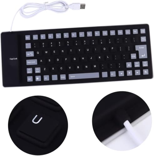 Image of Bluetooth Keyboard, Foldable, Soft Silicone Waterproof Dustproof, Quiet Design Ultra Lightweight, Thin Easy to Carry,Silicone Keyboard Compatible with Windows Android iOS Mac Black