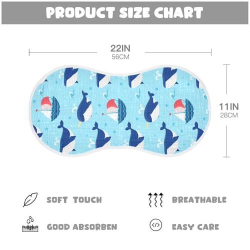 Baby Burp Cloths, Soft Absorbent Burping Cloths for Babies, Cotton Milk Spit Up Rags, Large Size for Newborns, Baby Boys and Girls (Narwhal Pattern)4