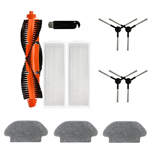 Reverbo 11 Pcs Replenishment Kit Compatible With Mi Robot Vacuum-Mop P | Two Filters, One Bristle Brush, Three Mop Cloths, Four Side Brushes And One C
