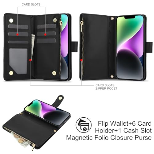 Coque iPhone 14 avec fermeture éclair Asuwish pour ne plus perdre vos cartes - 2