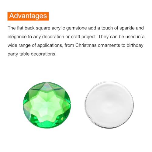 Image of MECCANIXITY Flat Back Round Acrylic Rhinestones,12mm Green Flatback Crystal Rhinestones for Crafts Clothes Shoes DIY Decoration Gifts 50Pcs
