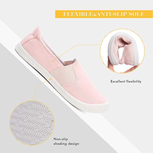 Image of FUNKYMONKEY Slip-On Canvas Sneakers for Women, Comfortable Lightweight Lace-Up Flat Casual Tennis Shoes Breathable Walking Shoes for Everyday Wear