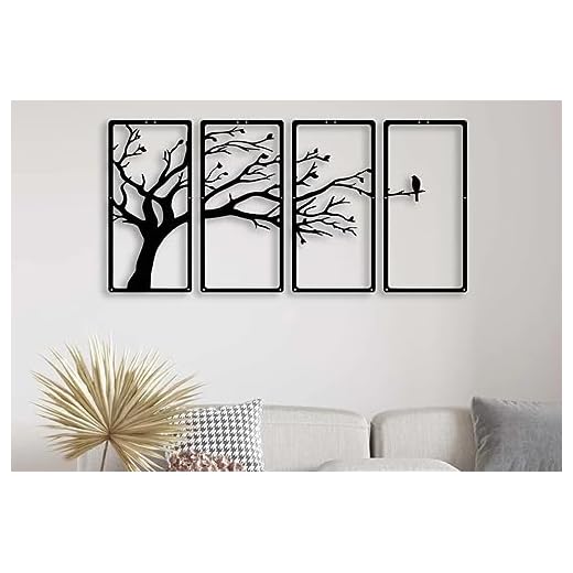 Vidha Impex Wooden 3D 4 Pieces Tree Wall Art Panel Frame | Wall Hanging Decoration Items for Living Room, Bedroom, Drawing Room, Dining Room, and Office. (Black) (Big Size Home Decor Item)