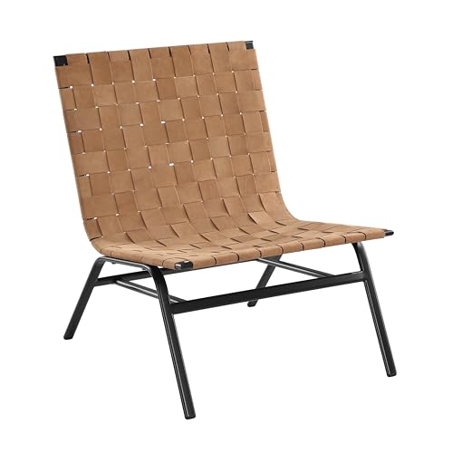 Sillón con Cuero Trenzado Marrón y Estructura Metálica miniatura 5