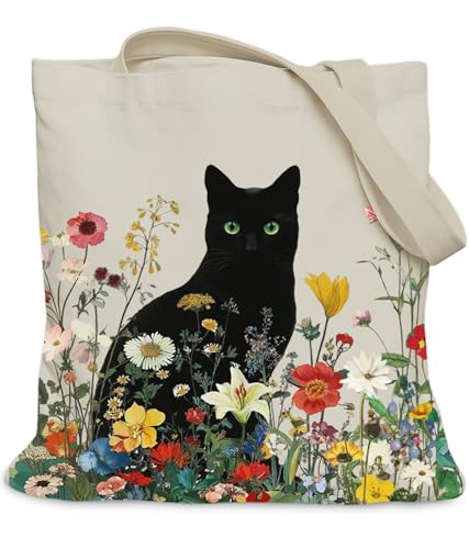 Image of Cat Gifts Tote Bag for Women Girls, Cat Lover Gifts Tote Bag for Daughter Besties, Medium Size with Inner Pocket