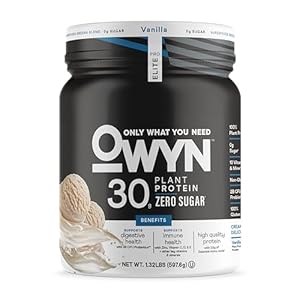 OWYN Only What You Need Pro Elite High Protein Powder, 30g Vegan Protein for Workout Recovery, Delicious Smooth Taste, Zero Sugar, Low Net Carbs, Vanilla, 12 Servings (1.32 LB)