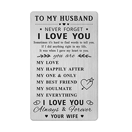 Husband Birthday Gifts from Wife - I Love You - Husband Birthday Wedding Anniversary Wallet Card Gifts