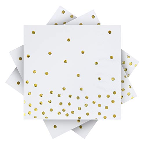 Aneco Napkins Disposable Dots Paper Napkins Cocktail Napkins Ideal Rose Gold Party Decorations Birthday Party Supplies, 5 by 5 Inches