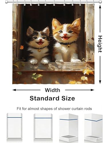 Rideau de douche imperméable et lavable séchage rapide motif chat - 5